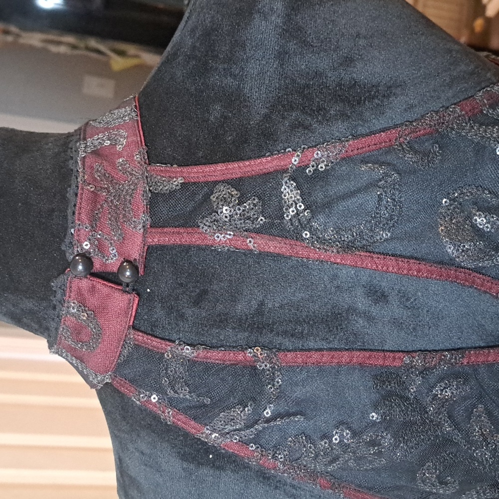 NWT Altar'd State Burgundy and Black Mini Dress - Picture 3 of 4